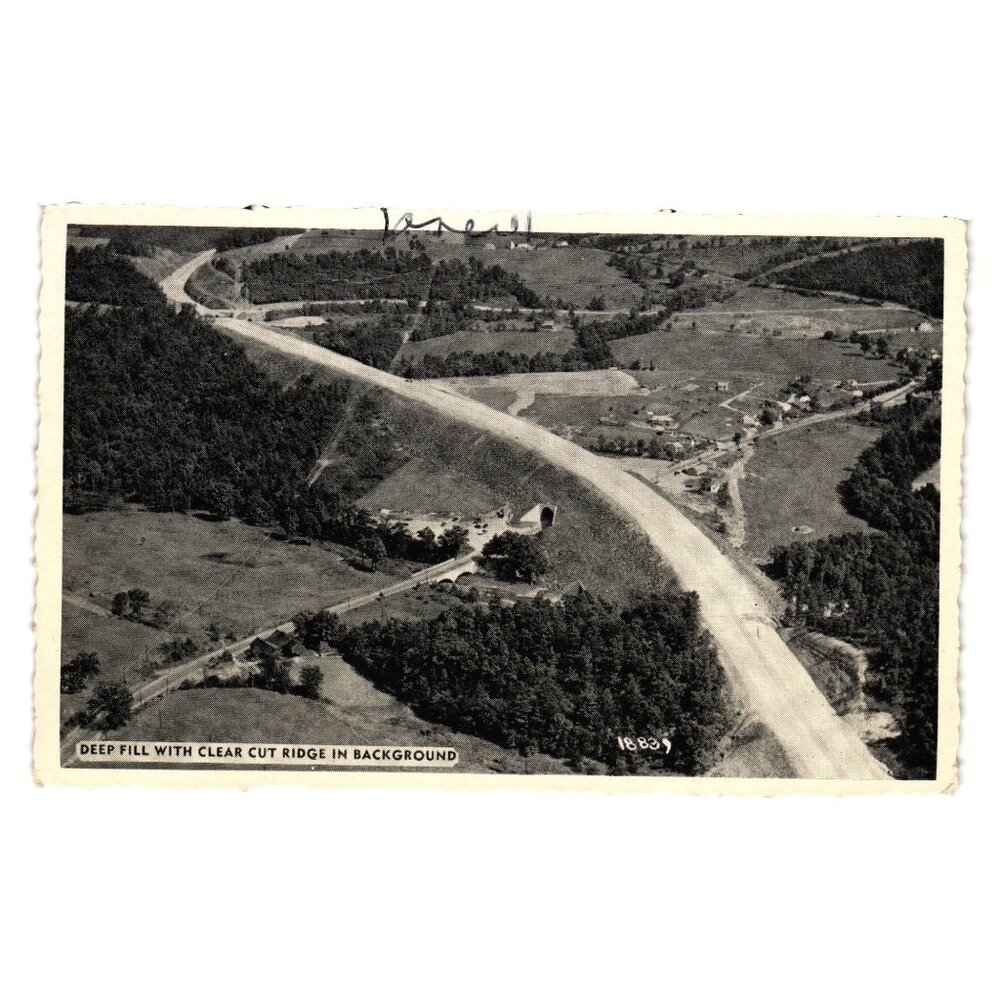 Vintage Pennsylvania Turnpike Postcard Deep Fill Road Scenic Construction Travel
